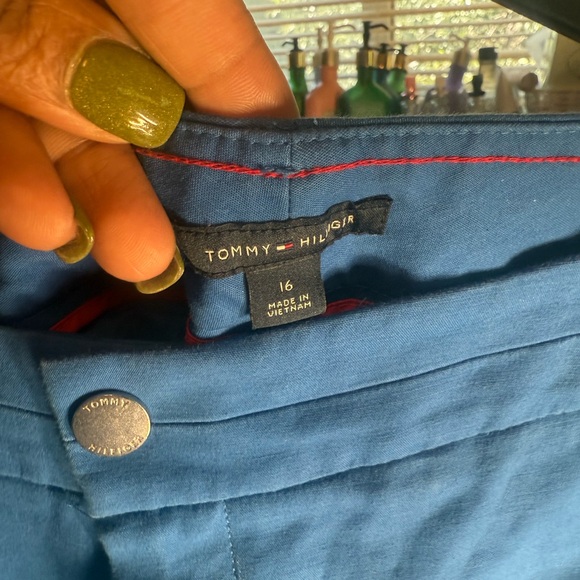 Tommy Hilfiger Blue Trousers with Red Stitching - Picture 1 of 7